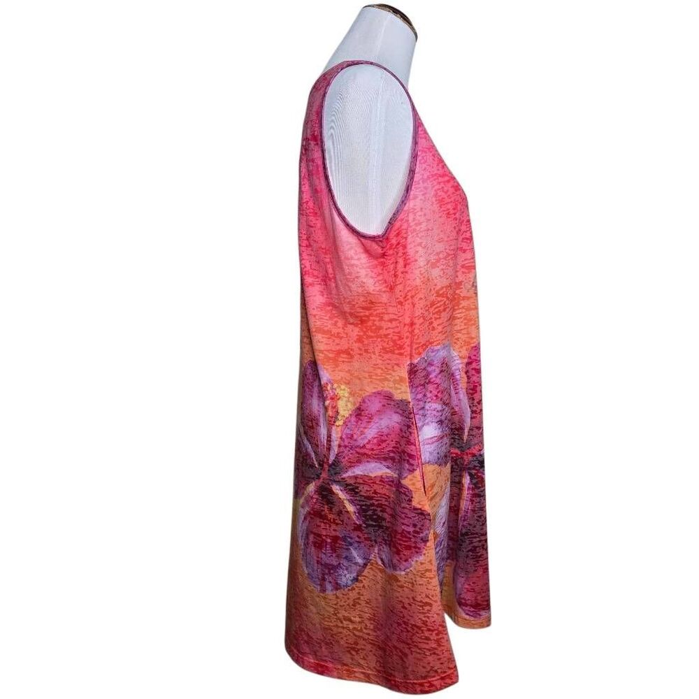 Kai Wahine Designs St Thomas VI Hibiscus Burnout Tank Cover Up Dress Pockets L - Picture 6 of 10